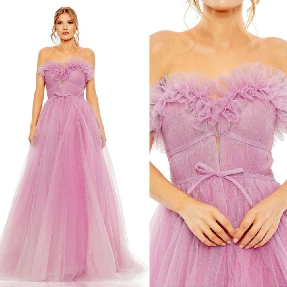 Mac Duggal Strapless Pink Tulle Dress